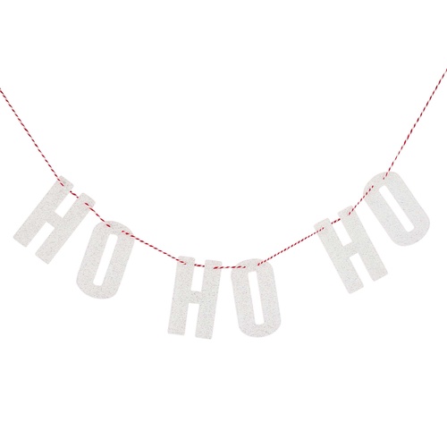 Good Cheer White 'Ho Ho Ho' Glitter Acrylic Garland 1m