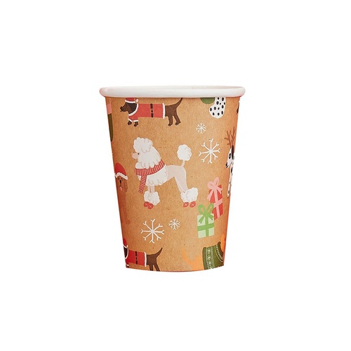 Holly Jolly Christmas Santa Paws Paper Cups 250ml 8 Pack