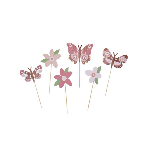 Little Princess Flower & Butterfly Food Picks 12 Pack
