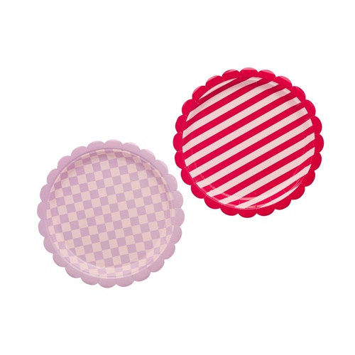 Pamper Party Checkerboard and Striped Paper Plates NPC v23cm 8 Pack