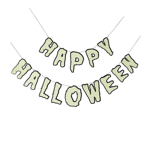 Retro Halloween Glow in the Dark Banner