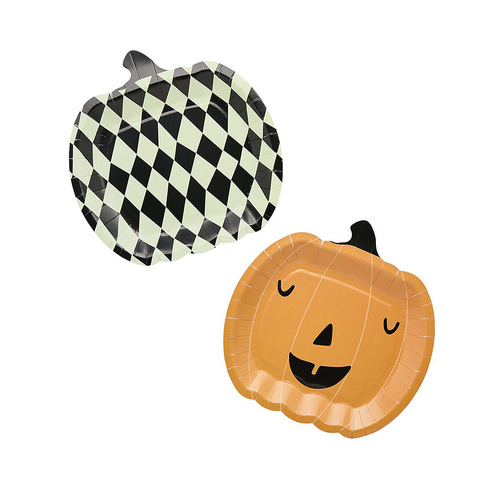 Retro Halloween Pumpkin Shape Plate NPC 8 Pack