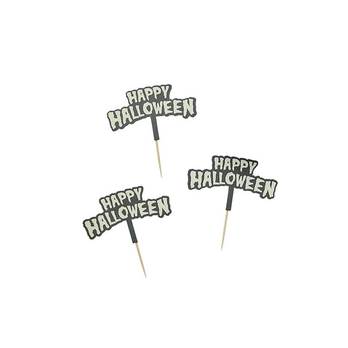 Retro Halloween Glow in the Dark Cupcake Topper 12 Pack