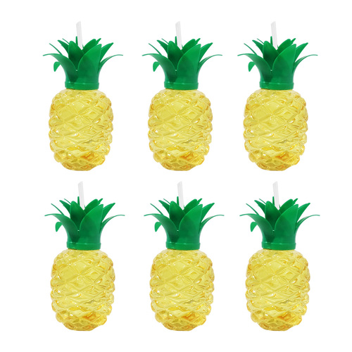 Pineapple Drinking Cup with Straw 6 Pack