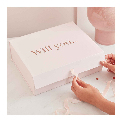 Blush Hen Bridesmaid Proposal Box Rose Gold Foil