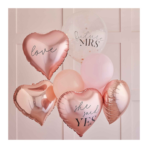 Blush Hen Balloon Cluster Rose Gold & Pink 10 Pack