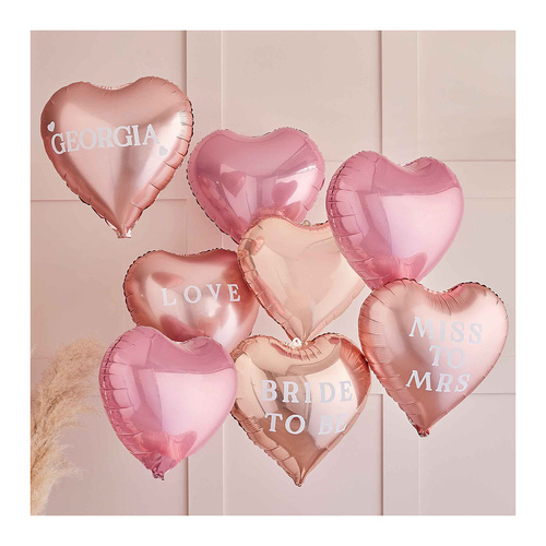 Blush Hen Customisable Balloon Cluster Foil Balloons with Stickers 8 Pack