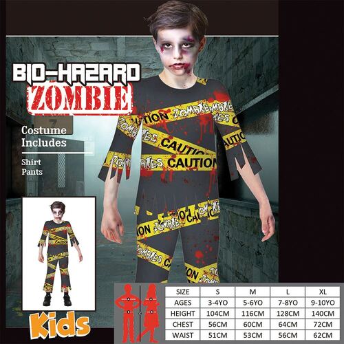 Bio-hazard Zombie Halloween Costume For Boys