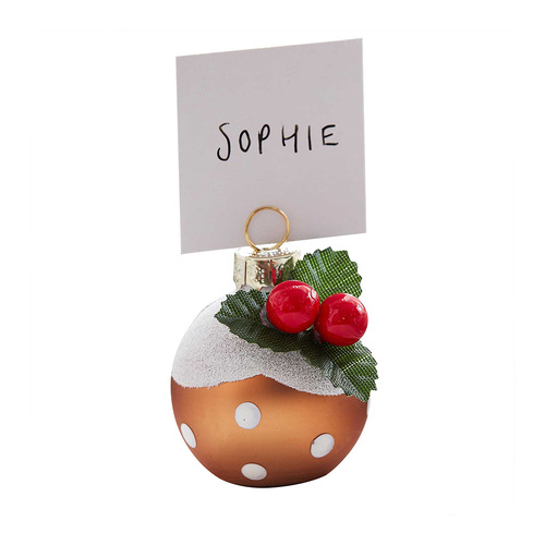Let It Snow Christmas Pudding Place Card Holders 6 Pack