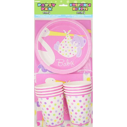 Baby Girl Stork Party Pack For 8