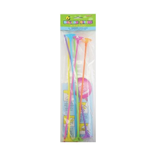 6 Balloon Sticks and Cups - Coloured