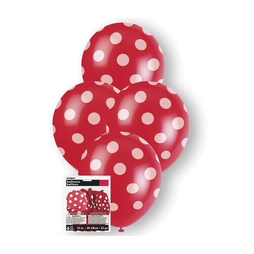 Dots Ruby Red Balloons 30cm 6 Pack