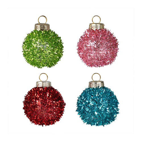 Merry & Bright Tinsel Bauble Place Card Holders 4 Pack