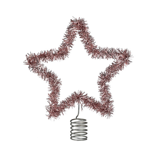 Merry & Bright Pink Tinsel Christmas Star Tree Topper