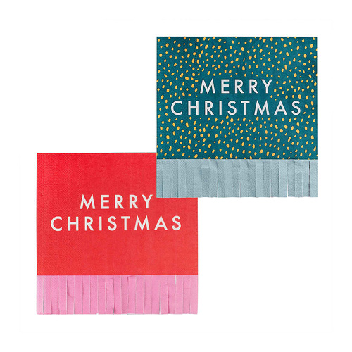 Merry & Bright Merry Christmas Paper Party Napkins 16 Pack