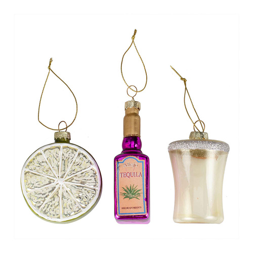 Merry & Bright Novelty Tequila Set Hanging Tree Decorations 3 Pack