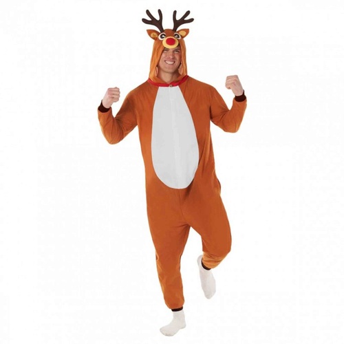Costume Red Nosed Reindeer Onesie Adult Size