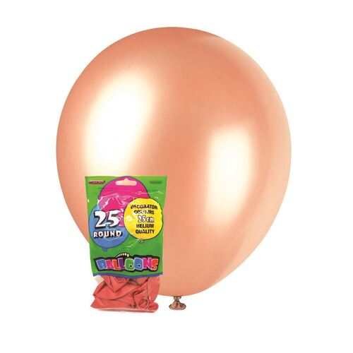 25cm Metallic Rose Gold Pearl Balloons 20 Pack