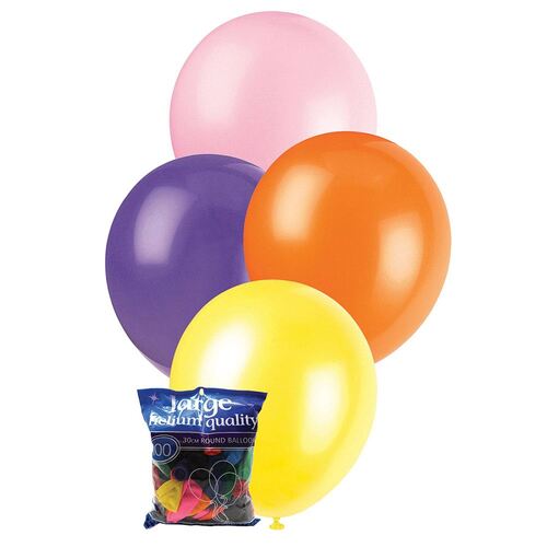 30cm Assoretd Decorator Balloons 100 Pack