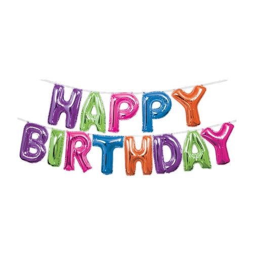 Happy Birthday Multi Colour Foil Letter Balloon Kit 35.5cm