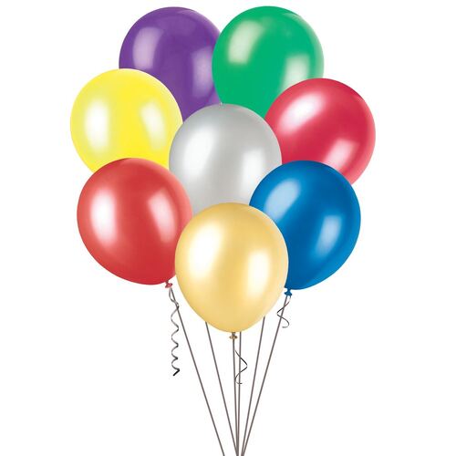 30cm Assorted Metallic Balloons 100 Pack