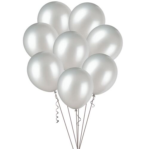 30cm Silver Metallic Balloons 100 Pack