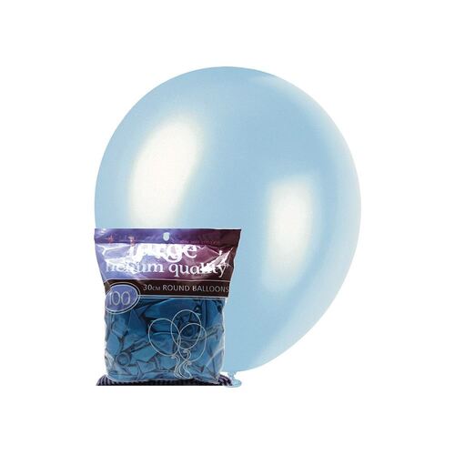 30cm Electric Blue Pearl Balloons 100 Pack