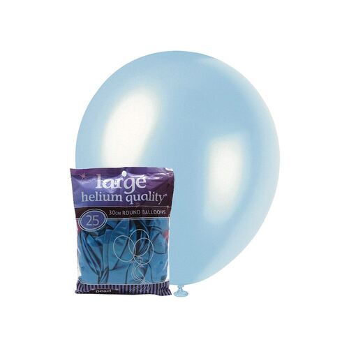 30cm Electric Blue Pearl Balloons 25 Pack