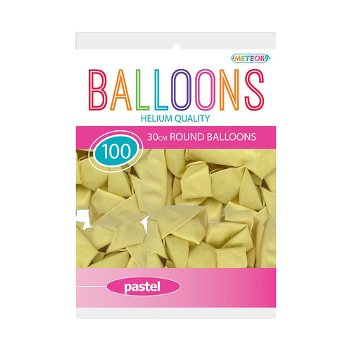 Yellow Pastel Macaron Balloons 30cm 100 Pack