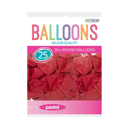 Red Pastel Macaron Balloons 30cm 25 Pack