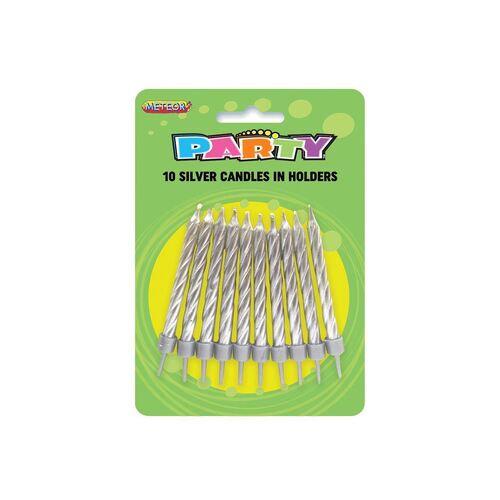 Candles In Holders Silver 10 Pack