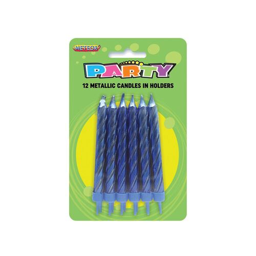 Metallic Candles Holders Royal Blue 12 Pack