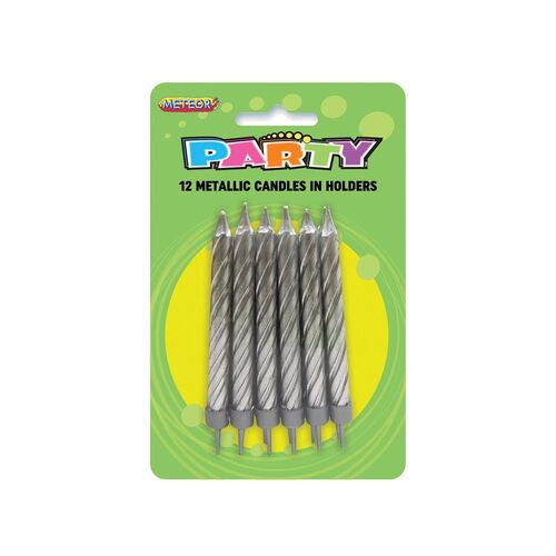Metallic Candles Holders Silver 12 Pack