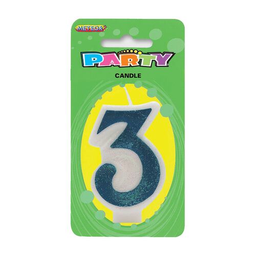 Number Candle 3 - Blue