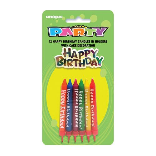 12 Happy Birthday Candles And Happy Birthday Cake Topper