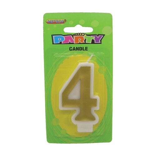 Numeral Candle 4 - Silver & Gold Assorted