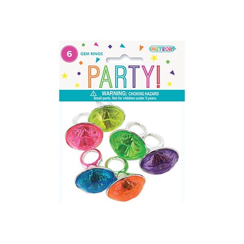 Large Gem Rings 6 Pack