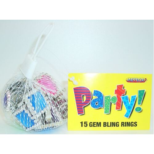 15 Gem Bling Rings - Net Bag