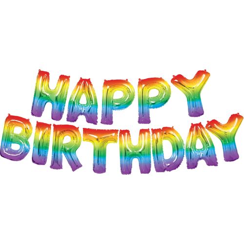 Happy Birthday Rainbow Foil Letter Balloon Kit 35.5cm