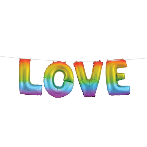Love Rainbow Foil Letter Balloon Kit 35.5cm