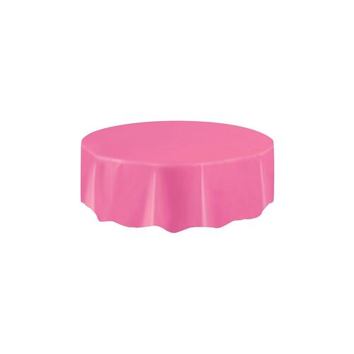 Hot Pink Plastic Tablecover Round 