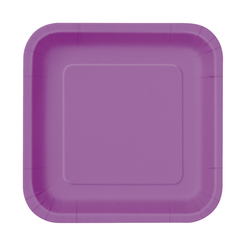 Pretty Purple Square Paper Plates 23cm 8 Pack