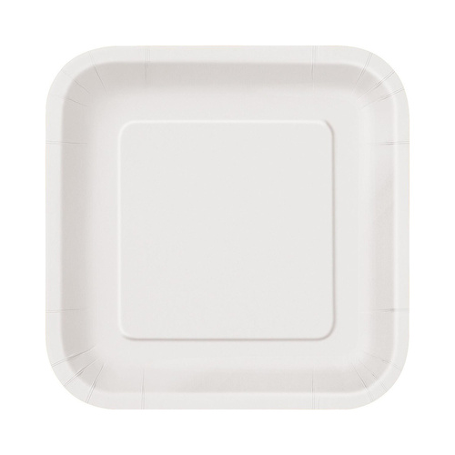 Bright White Square Paper Plates 23cm 8 Pack