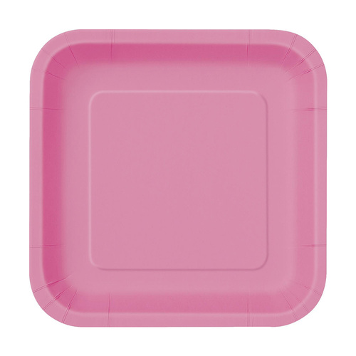 Hot Pink Square Paper Plates 18cm 8 Pack