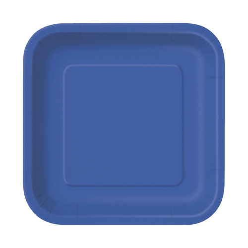 Royal Blue Square Paper Plates 18cm 8 Pack