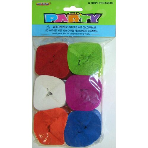 Crepe streamers 6 Pack