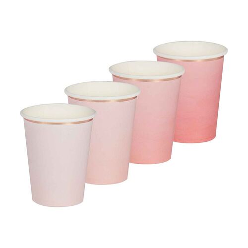 Mix It Up Ombre Pink & Rose Gold Foil Cups 266ml 8 Pack