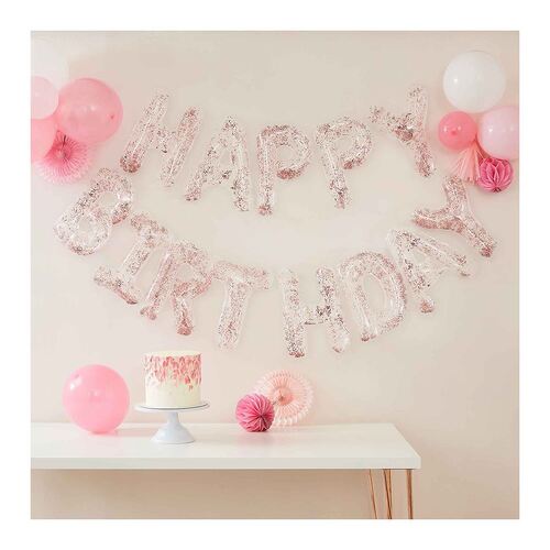 Mix It Up Clear Foil Letter Confetti Filled Happy Birthday Balloons