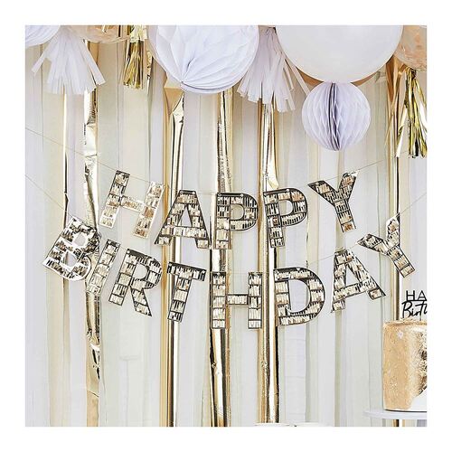 Mix It Up Gold Fringe Happy Birthday Bunting