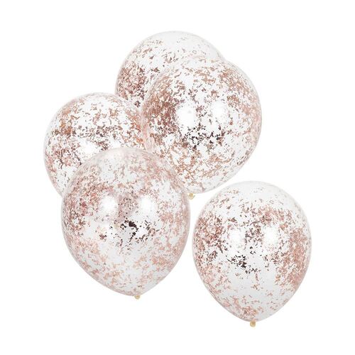  Mix It Up Rose Gold Foil Confetti Filled Balloons 30cm 5 Pack